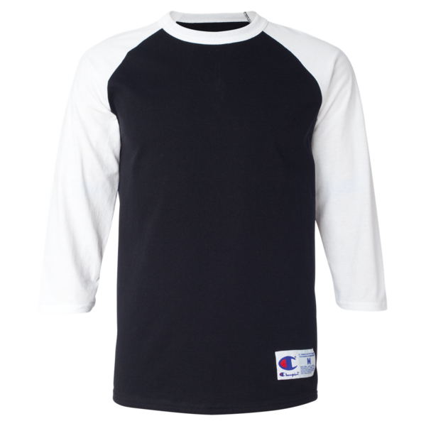 Los Angeles Apparel FF53 USA-Made Three Quarter Sleeve Raglan Baseball T-Shirt - White/ Heather Black, S