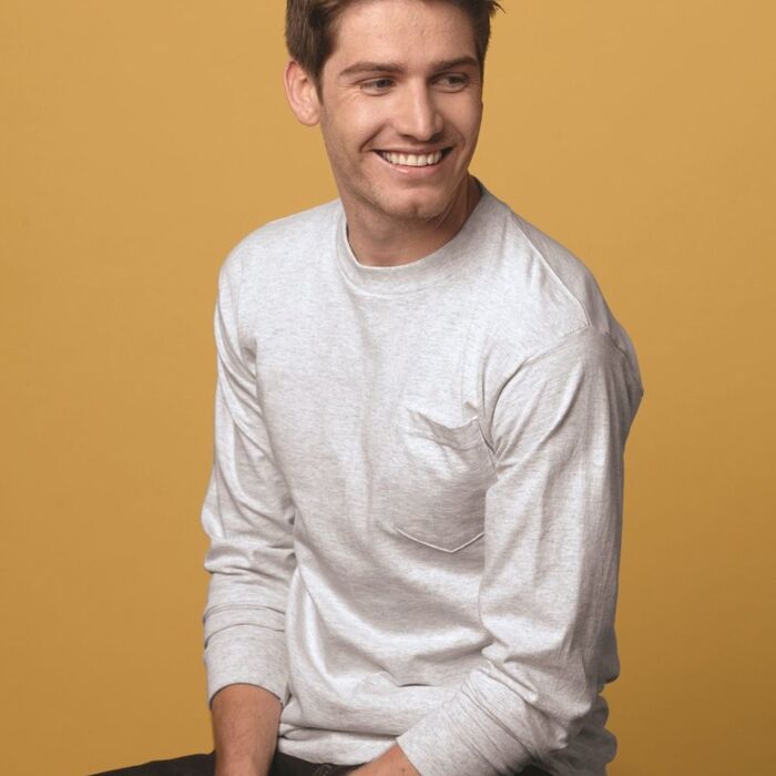 USA-Made Long Sleeve T-Shirt with a Pocket Thumbnail